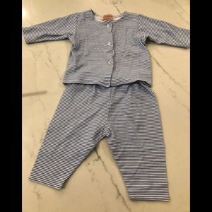 Zutano blue/white outfit, 0-6M